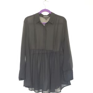 Sheer, black, flowy, button up